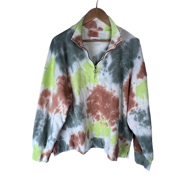 Lou & Grey Sweaters - Lou & Grey Petite Cozy Cotton Terry Tie Dye Zip Sweatshirt Size Medium